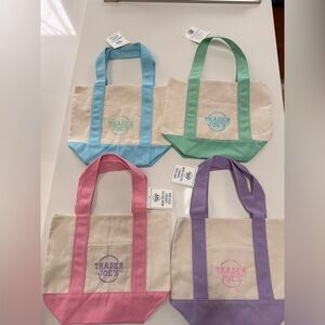 NWT Trader Joe's Canvas Mini Tote Bags 4 Pack
